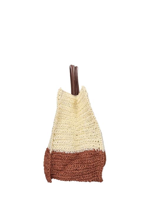 Borsa Saint Tropez in rafia e pelle DE SIENA | 3003AOFF WHITE-MARRONE